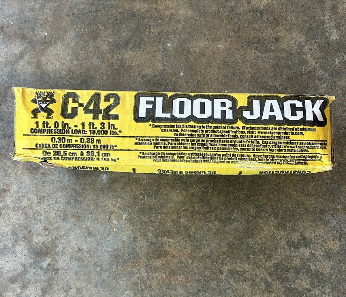 Akron C-42 Adjustable Floor Jack Temporary Supports Size Range 1'-1' 3" (2 Pack)