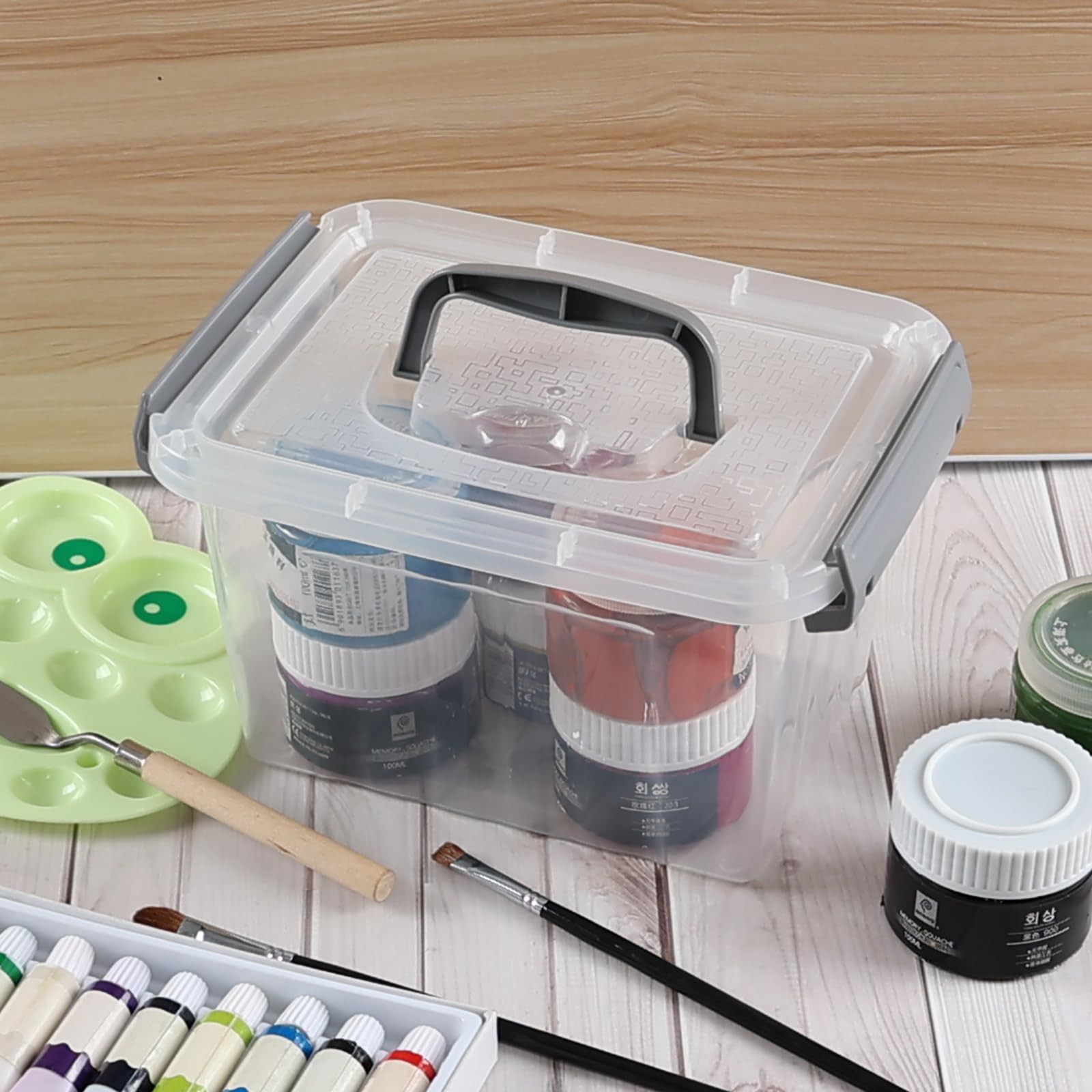 3.5 Quart Small Clear Latching Boxes with Handle, 6 Packs