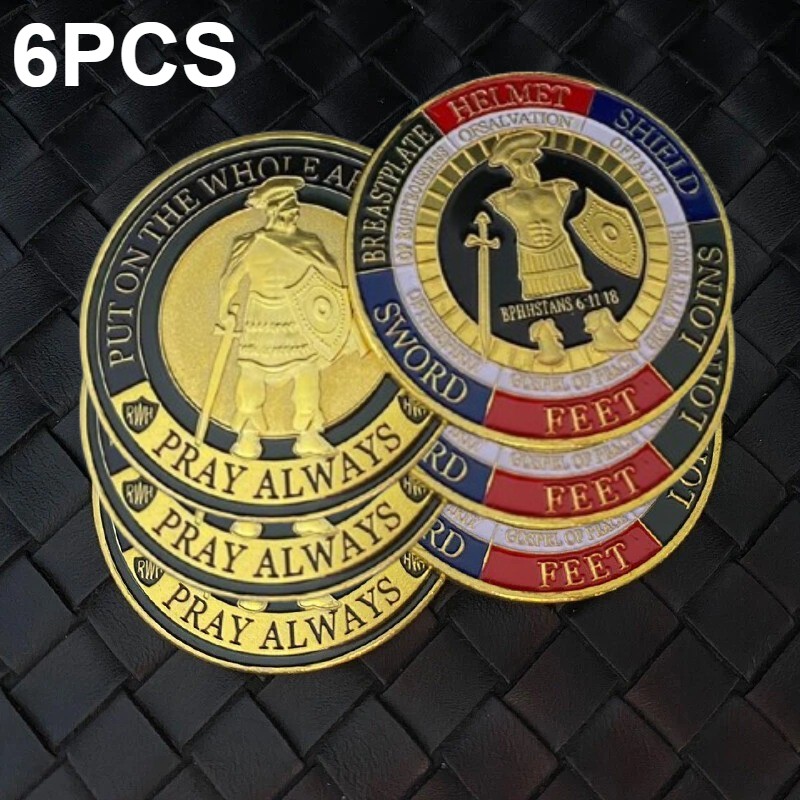 6x Put on the Whole Armor of God Commemorative Challenge Coins Collection Gifts