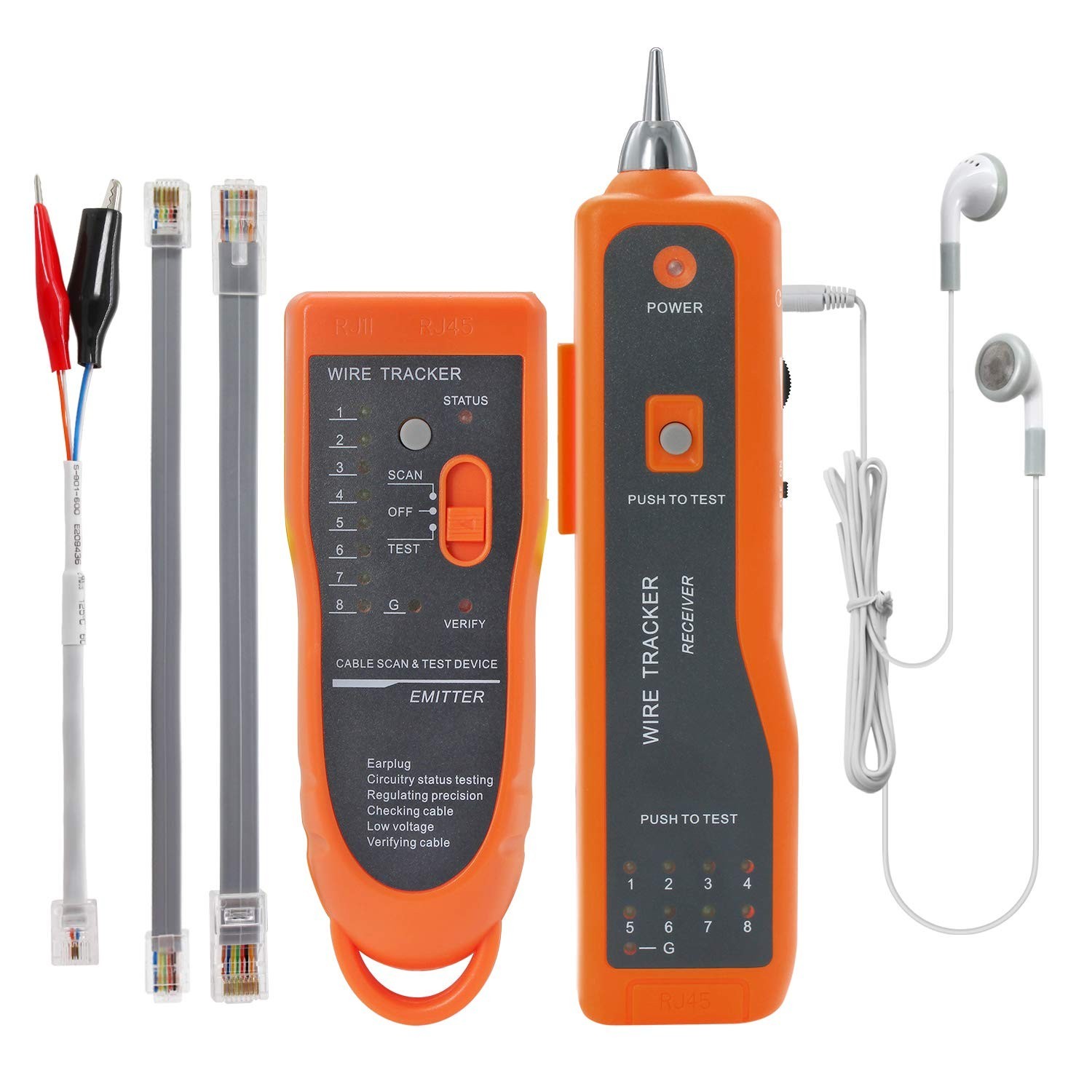 Versatile Wire Tracker for Ethernet LAN RJ45 RJ11 with Earphone & Voltage