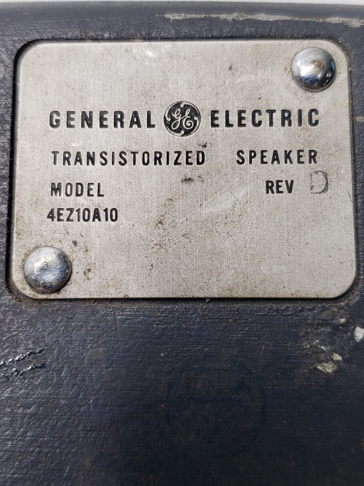 Vintage Communications General Electric 4EZ10A10 Transistorized Speaker Untested