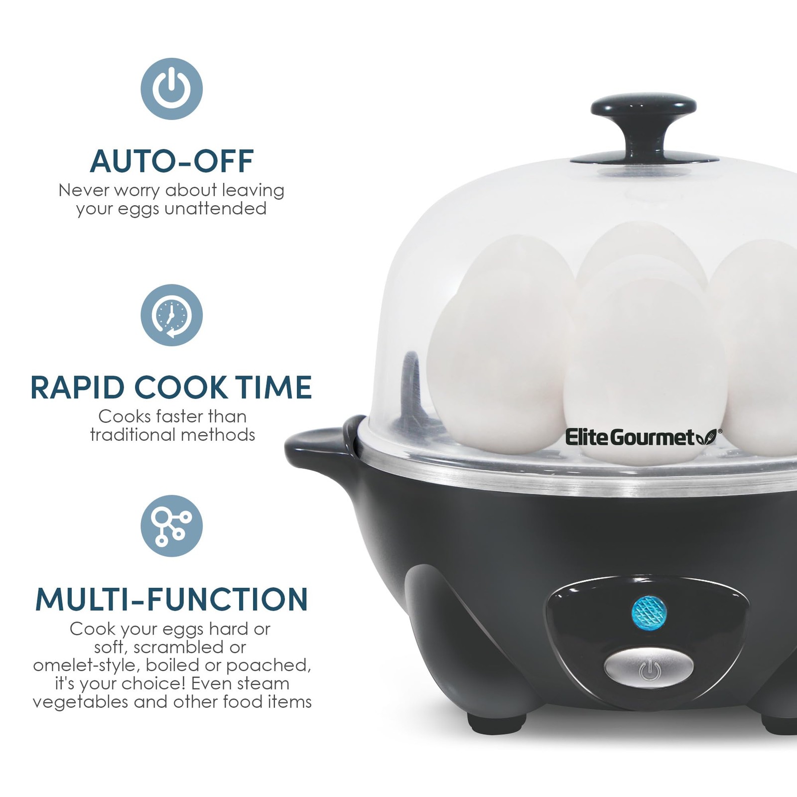 Rapid Egg Cooker set 7 Eggs Ash Grey Steamer kitchen tool kit