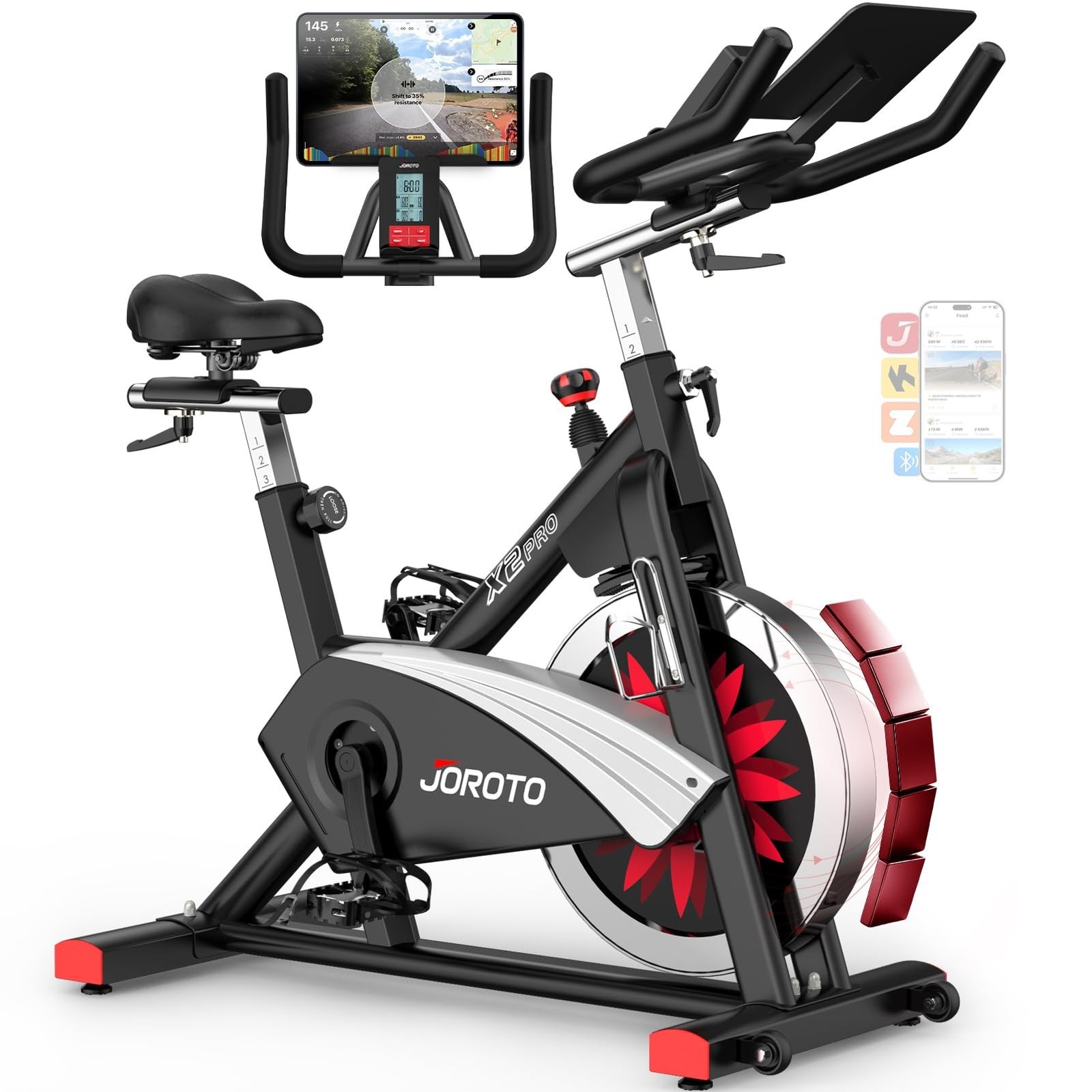 JOROTO Exercise Bike, Magnetic Stationary Bikes for Home with 40LBS Flywheel,...