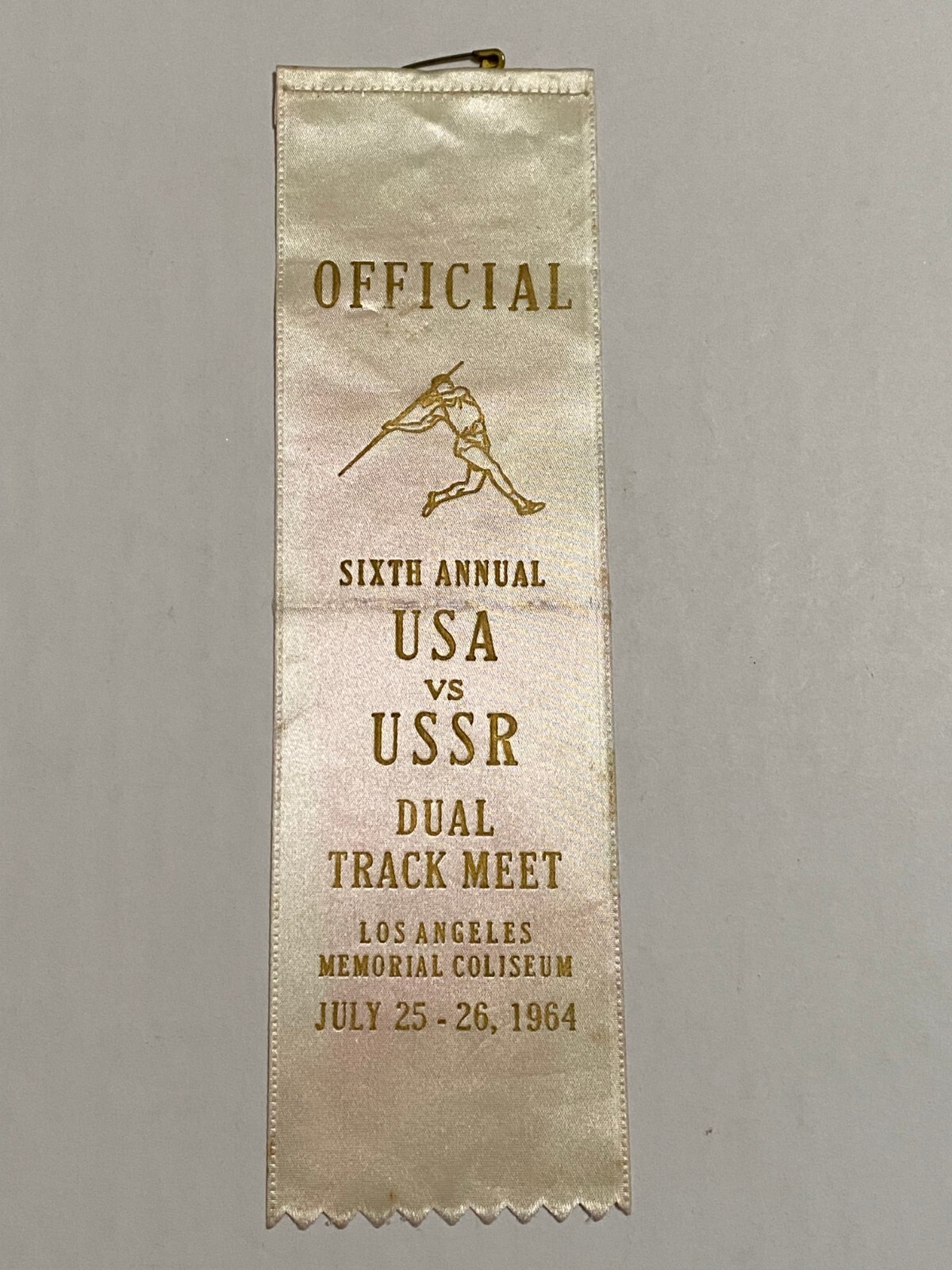 1964 USA vs USSR Track Meet CA Official Ribbon Los Angeles Coliseum, rare