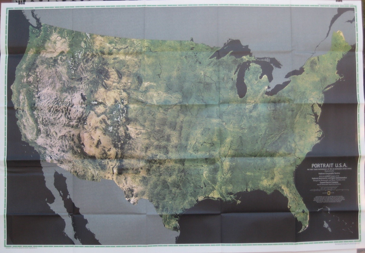 NASA Landsat Photo-Mosaic Wall Map UNITED STATES National Geographic Society