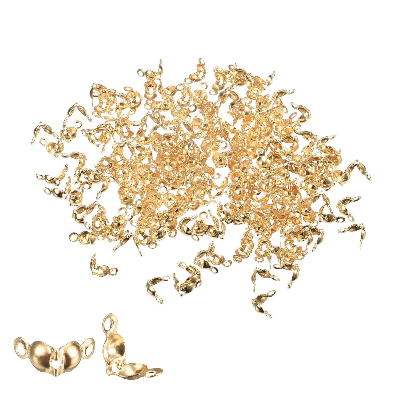200Pcs Metal Open Bead Tips Knot Covers Jewelry Making Calotte End Cap Champagne