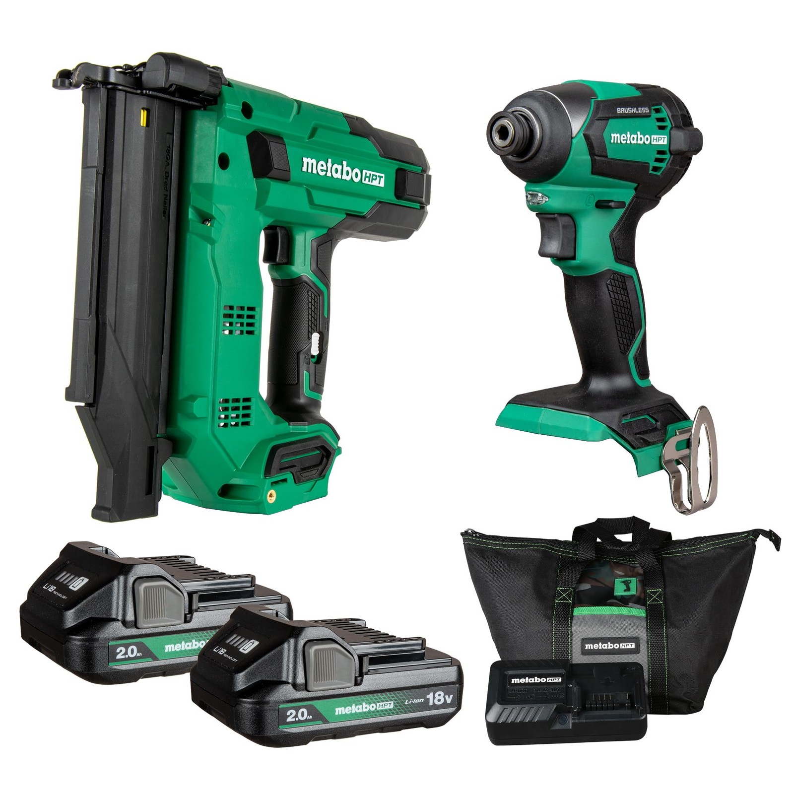 Metabo HPT 18V MultiVolt™ Brad Nailer + Impact Driver Combo Kit, KC18DEXQD