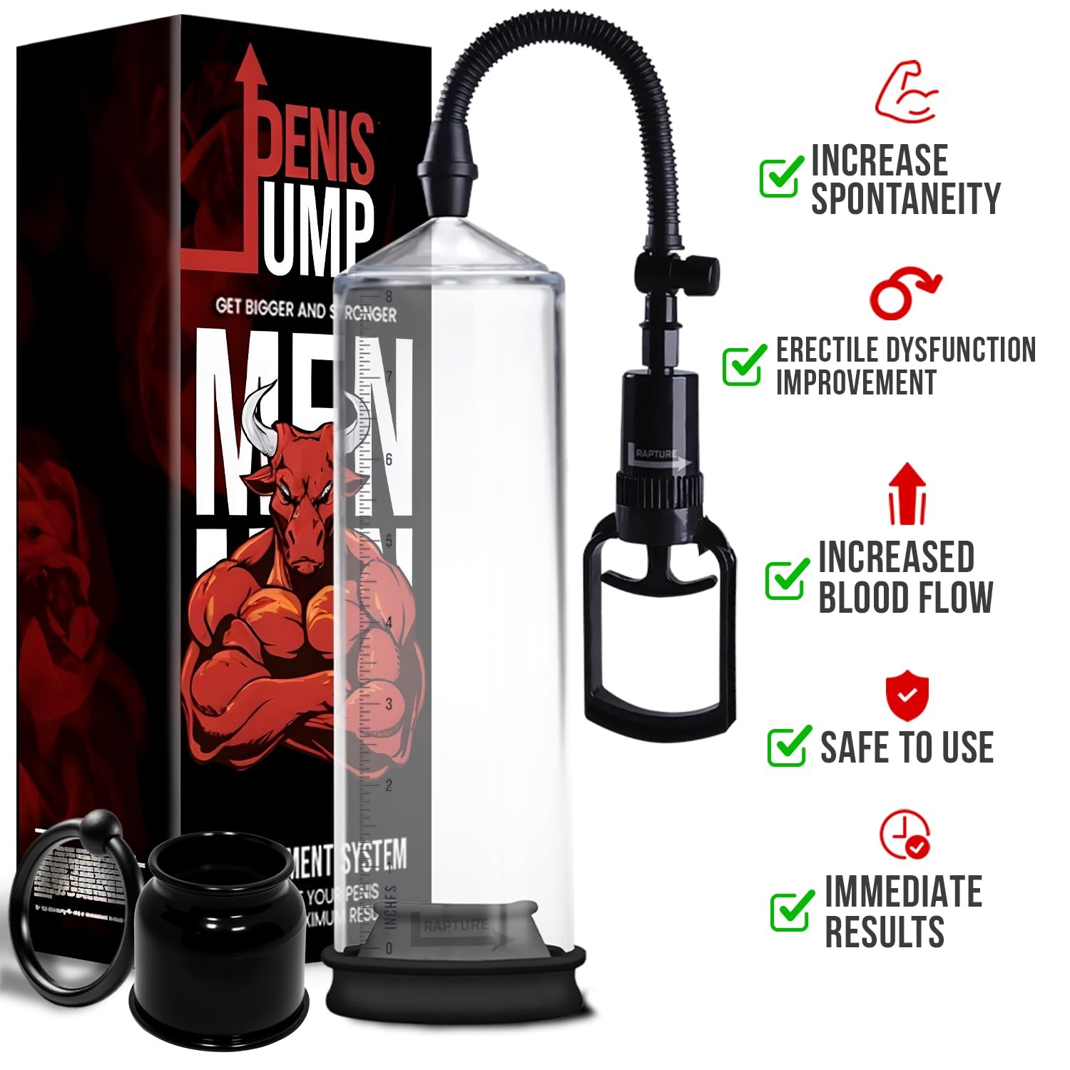 Rapture Men's Penis Vacuum Pump Get Stronger, Bigger, & Thicker, for LongLast...