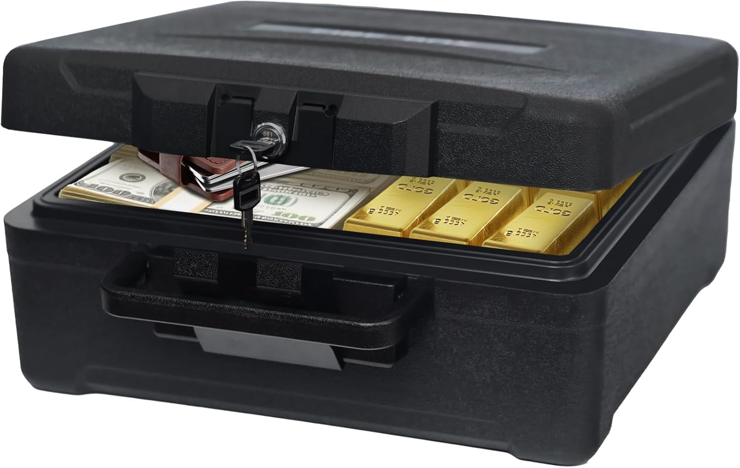 Fireproof Document Box with Key Lock – Large Portable Fire Safe for Home