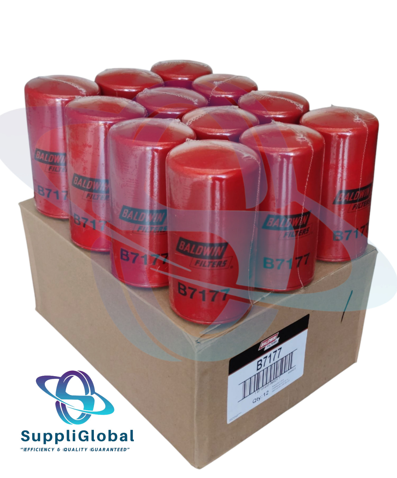 B7177 Baldwin Filters Oil Filter, Spin-On Replaces Cummins 3937144 (Pack of 12)