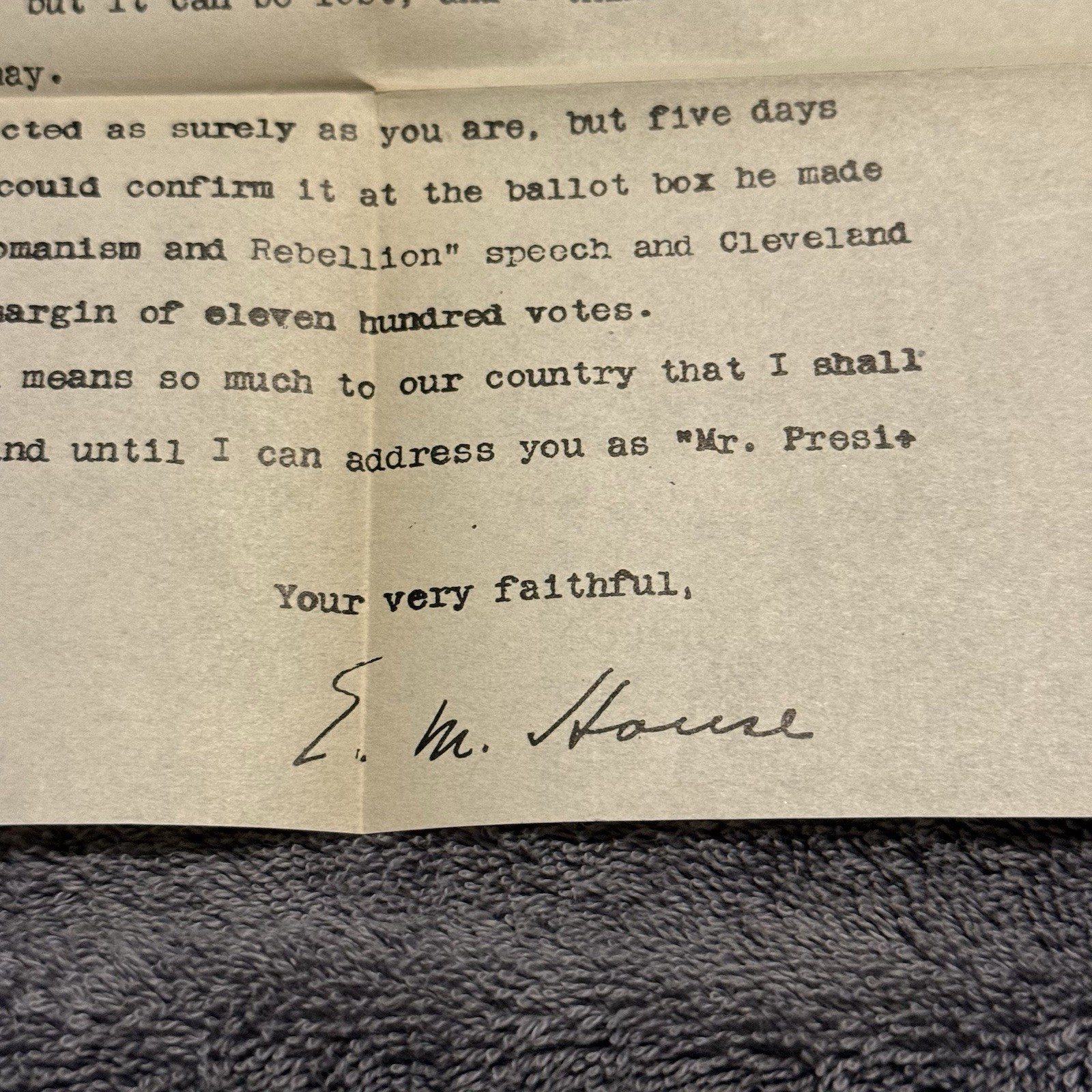 1912 E.M. House Signed Letter to Woodrow Wilson Presidential Election Campaign