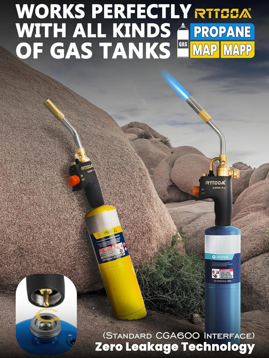 Versatile GJ-8000Pro Propane Torch Head Kit - Fast Ignition, Adjustable Flame