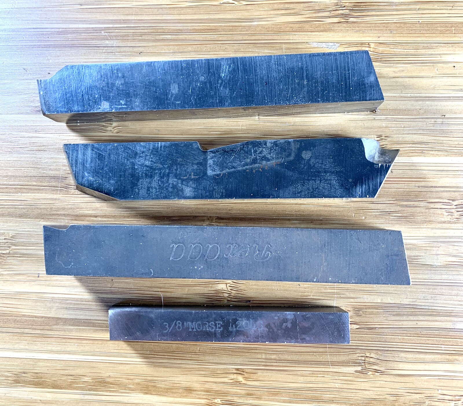 LOT OF 4 HIGH SPEED STEEL 5/8,3/8,LATHE CUTTING BITS - PRE-CUT VARIOUS POINTS