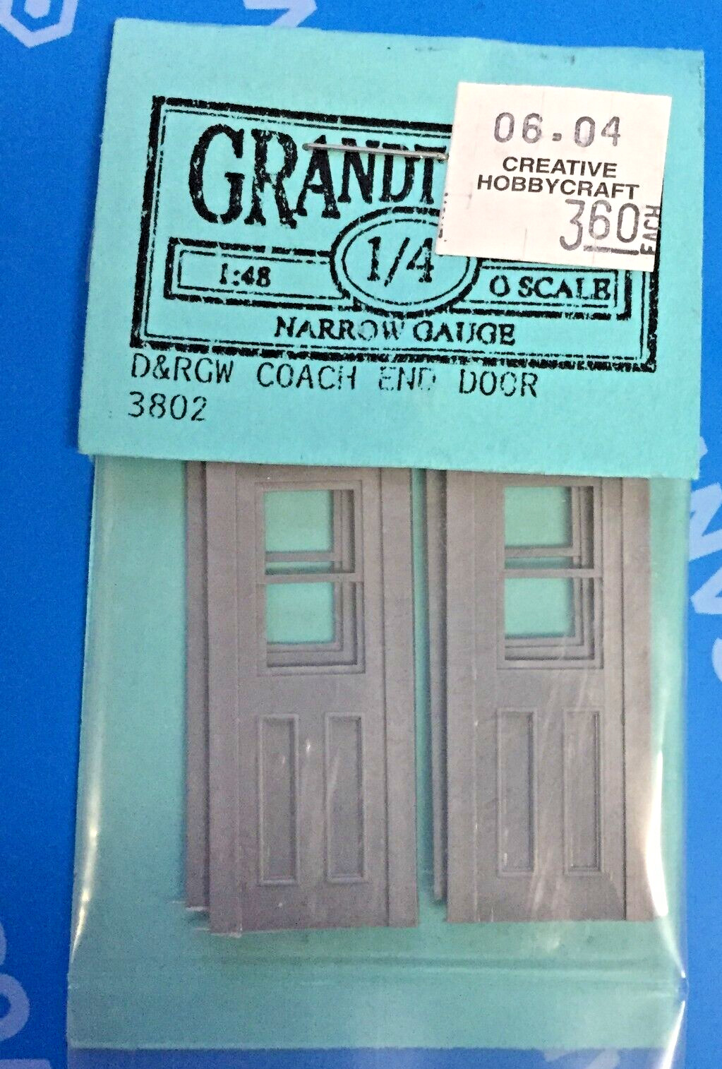 (0) On3 1/4" GRANDT  Line 3802 D&RGW Coach End Doors (4) England