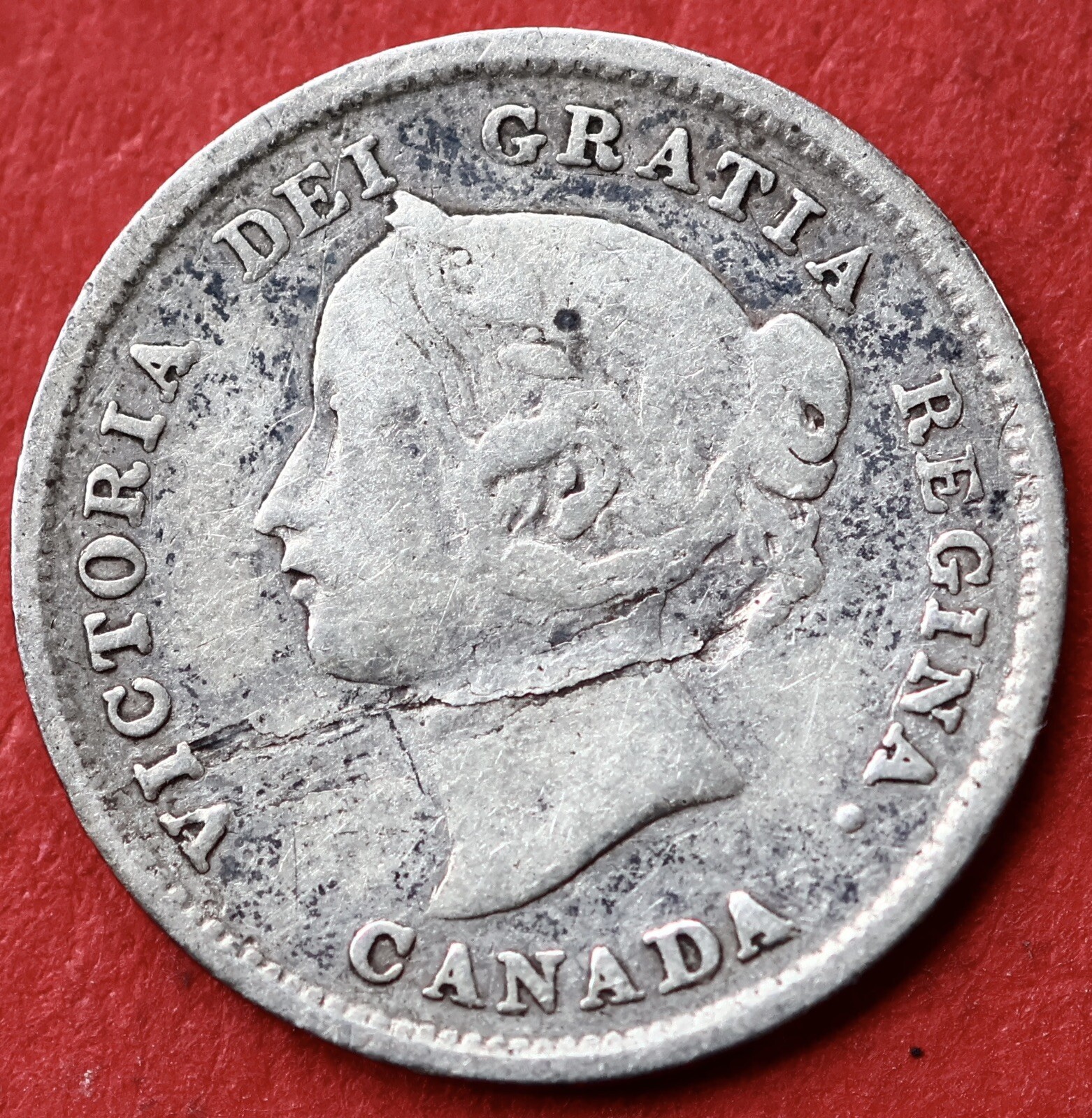 1893 Canada 5 Cents Planchet Flaw - F/VF - Lot#10488