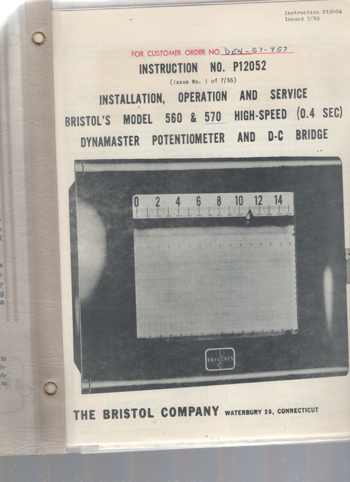 Bristol Manual Model 560 & 570 High Speed Dynamaster Potentiometer and DC Bridge