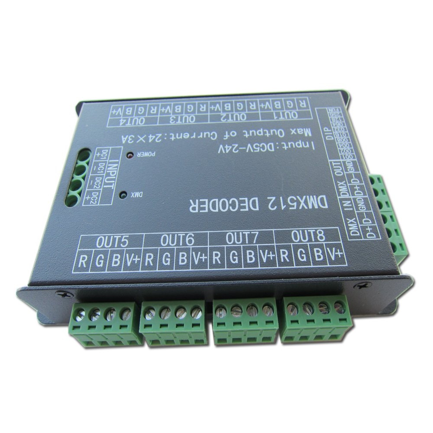 High Power 24 Channel 3A/CH DMX512 Controller Led Decoder Dimmer for Project
