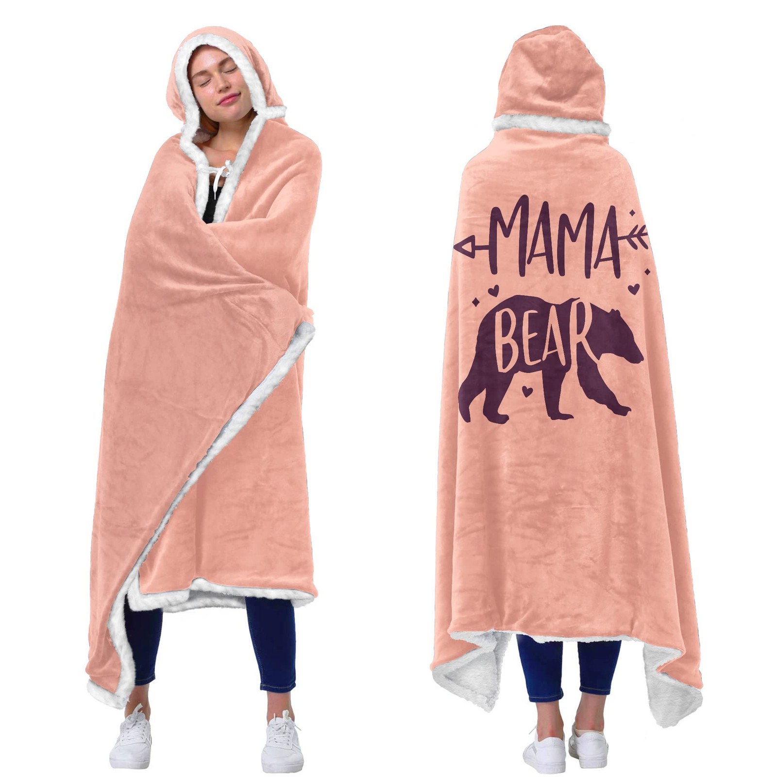 Vprintes Mama Pink Wearable Blanket Hoodie - Birthday Gifts One Size,