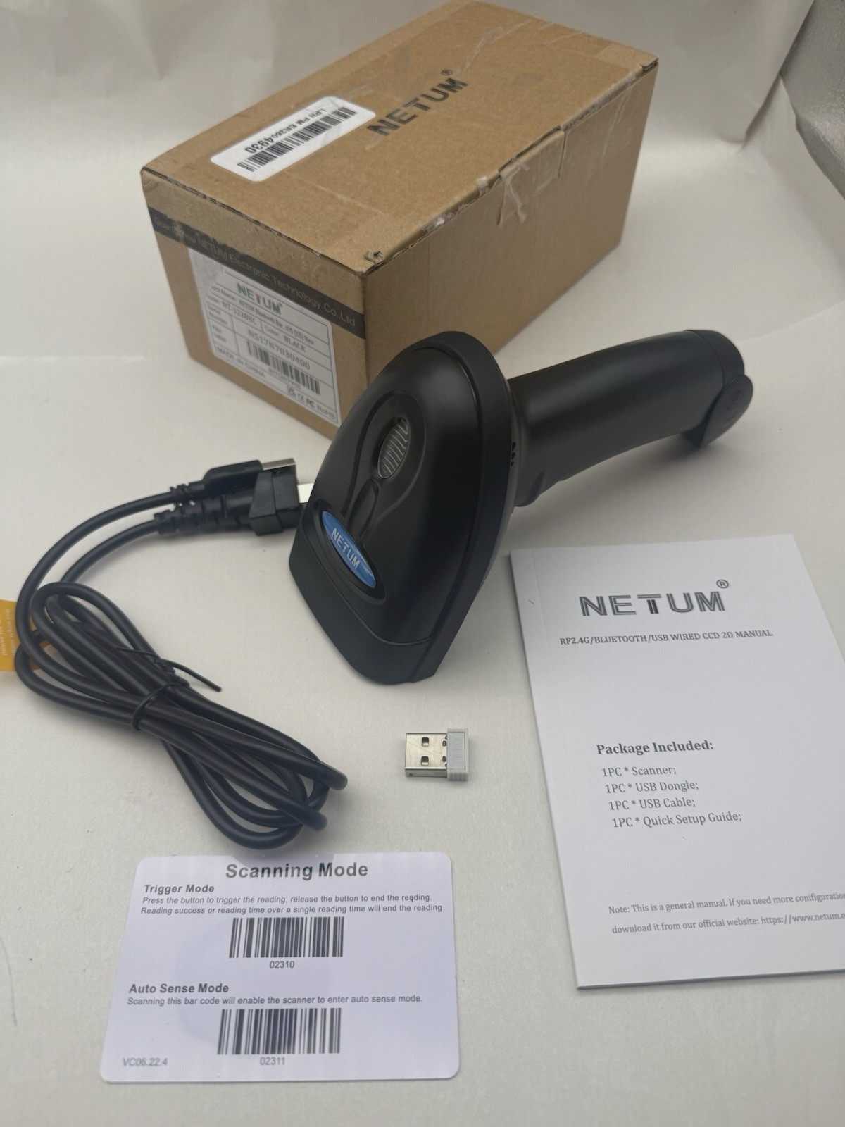 NETUM Bluetooth Barcode Scanner, Compatible with 2.4G Wireless & Bluetooth *READ
