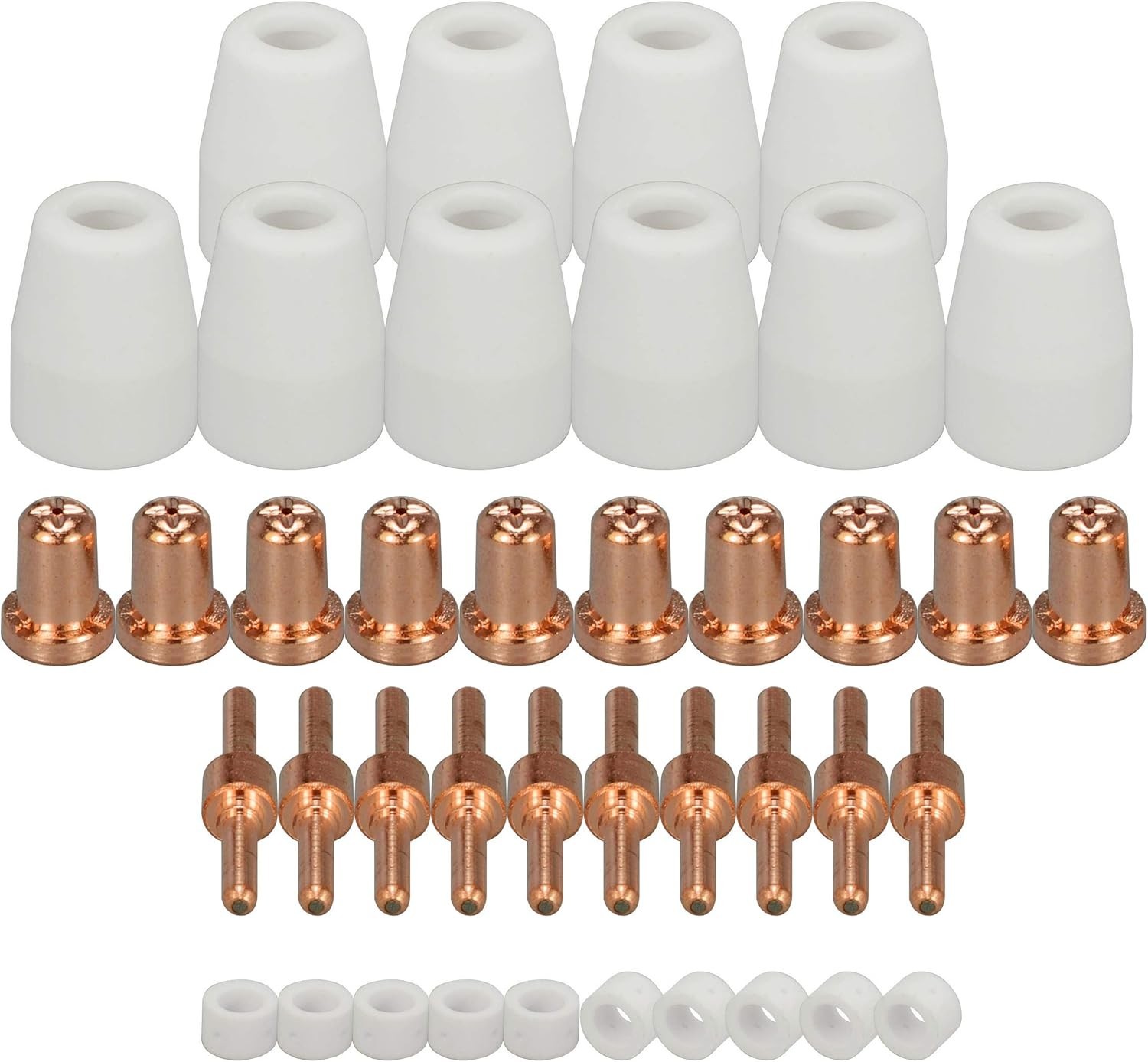 Complete 40PC Plasma Cutter Consumables - Tips, Nozzles & Cups for Pro Welding