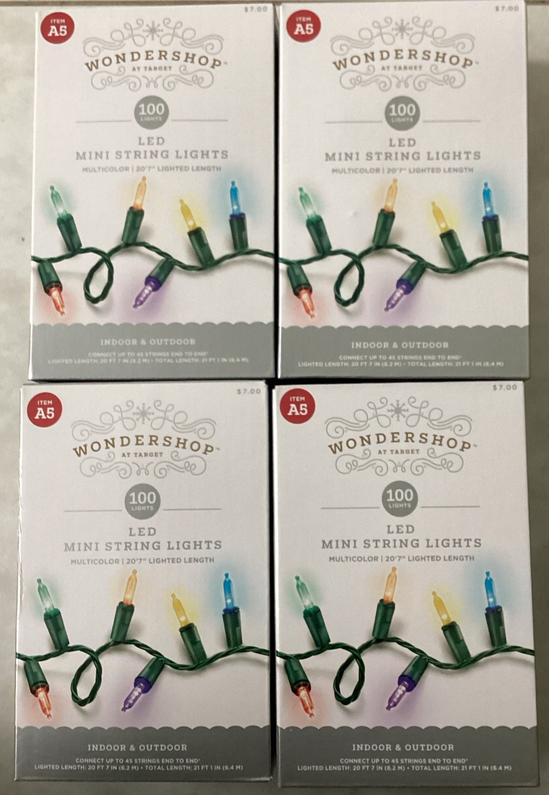 Lot of 4 Wondershop at Target 100 Count LED Mini String Lights Multicolor A5 20'