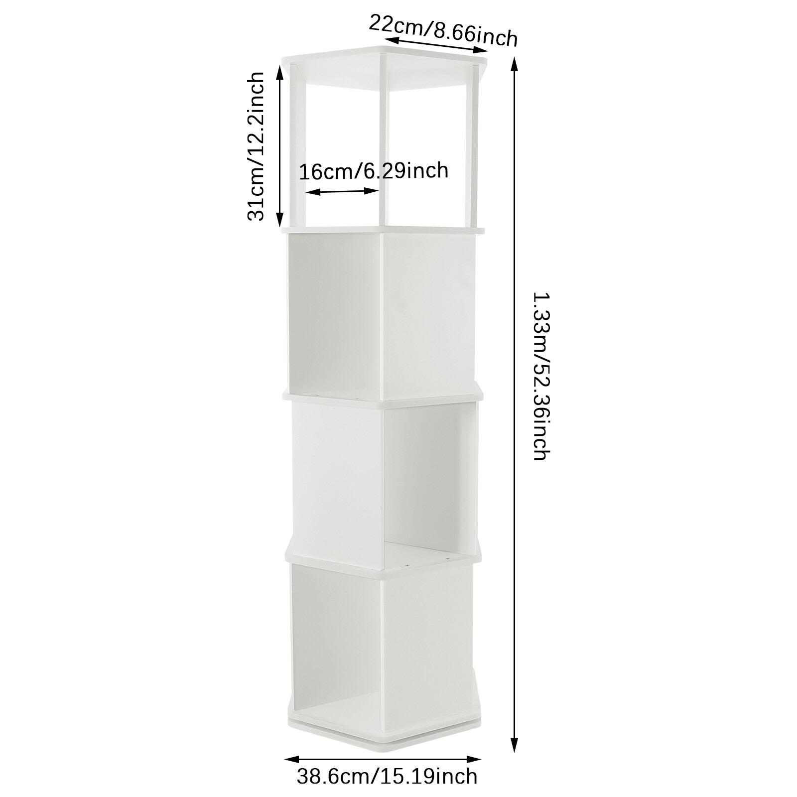 4-Tier Rotating Bookshelf 360�� Display Floor Standing Revolving Bookshelf