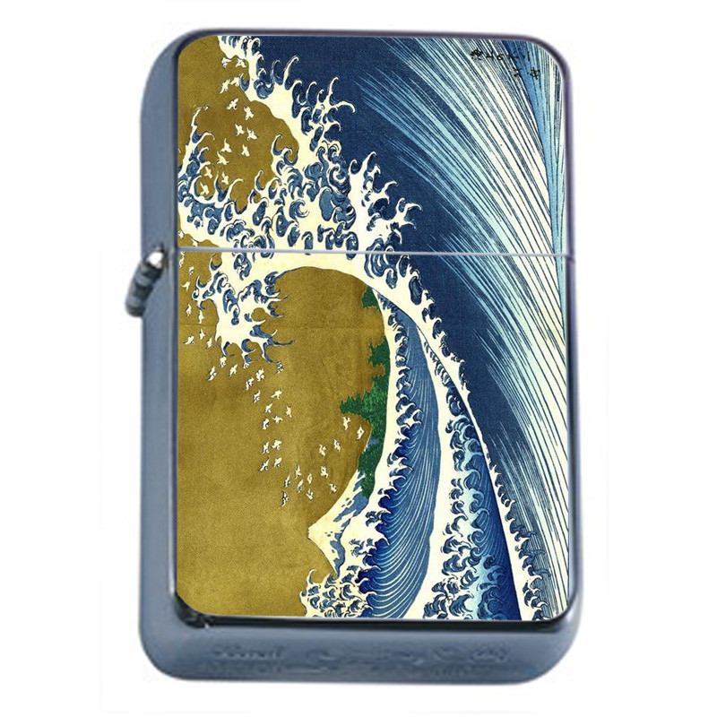 Ocean Waves Em1 Flip Top Oil Lighter Wind Resistant