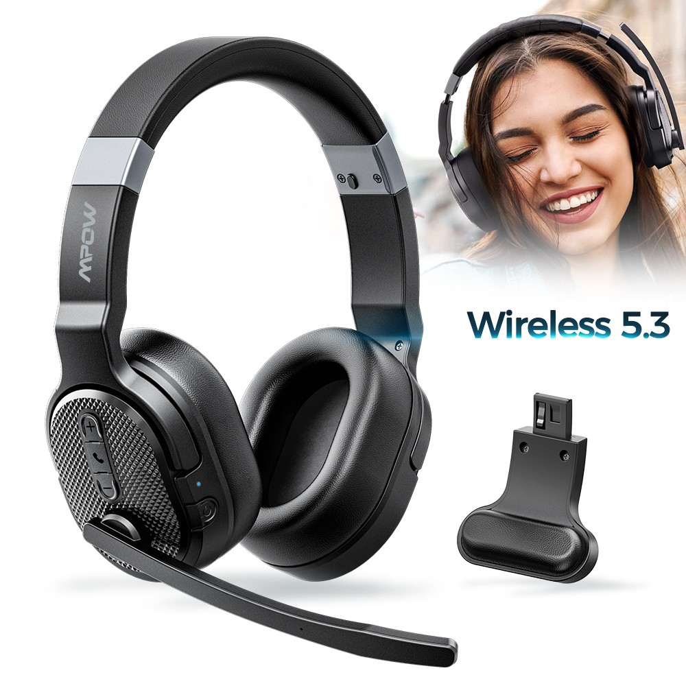 Mpow Wireless Trucker Bluetooth Headset With Noise Cancelling Mic For Phones PC