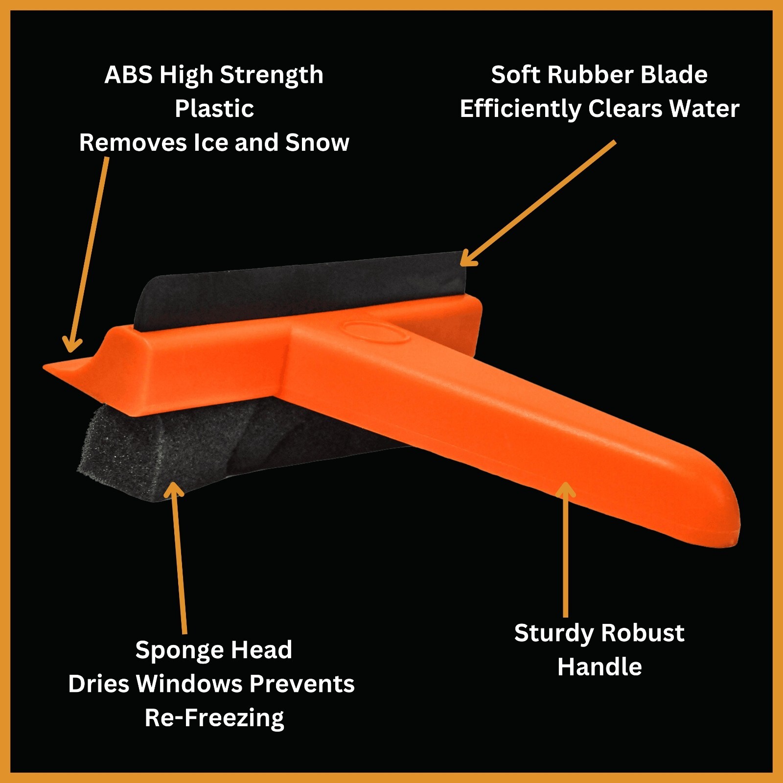 Twin Pack 3in1 Ice Scraper & Squeegee Heavy Duty Non-Scratch Winter Car Tool