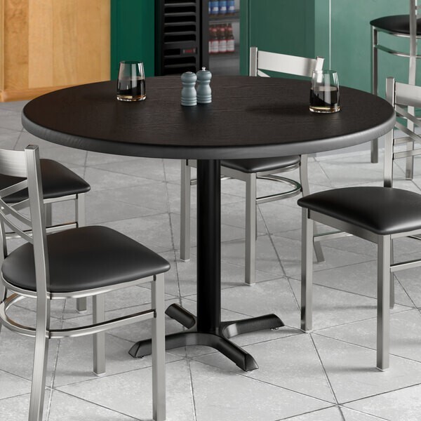 48'' Round Restaurant Table Top with Black Laminate Top Finish