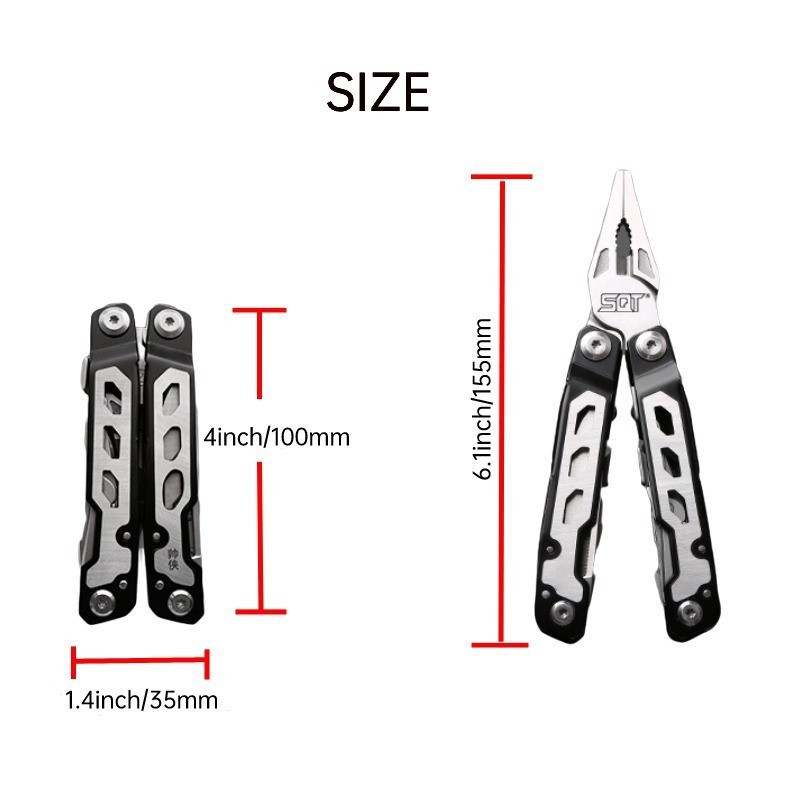 Folding Multitool Pliers With Blade Stainless EDC Pocket Utility Tool