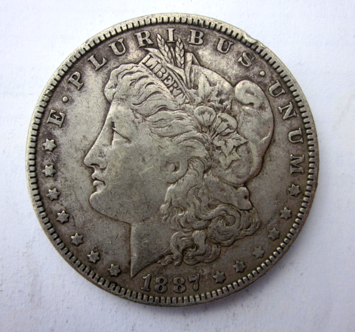 1887-P MORGAN $1 SILVER DOLLAR COIN PHILADELPHIA MINT VAM DIE CRACK REVERSE #2