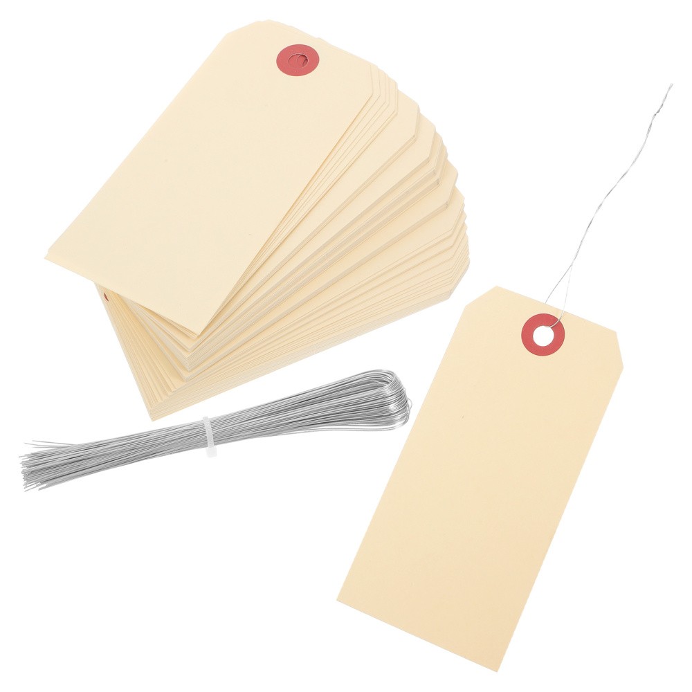 100 Pcs Shipping Tags Packaging Wired Label Holder with Eyelets Cable