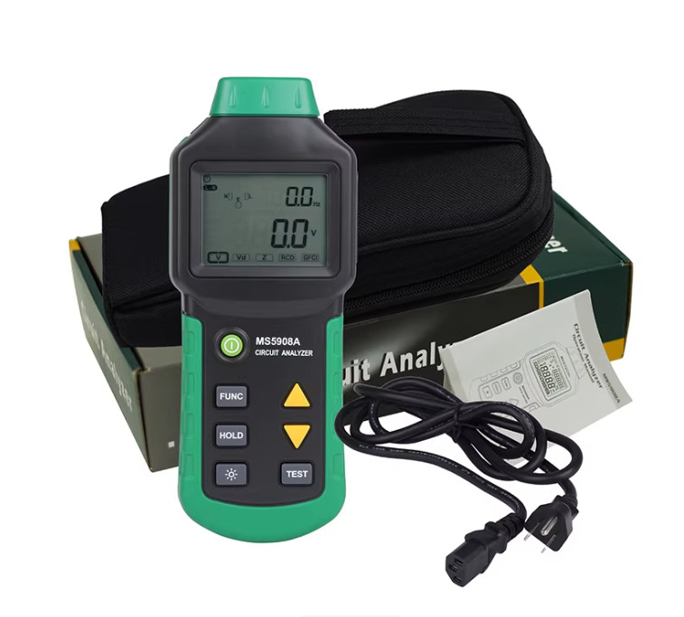 MASTECH MS5908 LCD Circuit Analyzer True RMS AC Voltage RCD GFCI Socket Tester