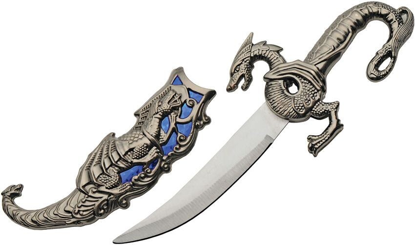 Rite Edge Fixed Knife 5" Stainless Dagger Blade Dragon Shaped Metal Alloy Handle