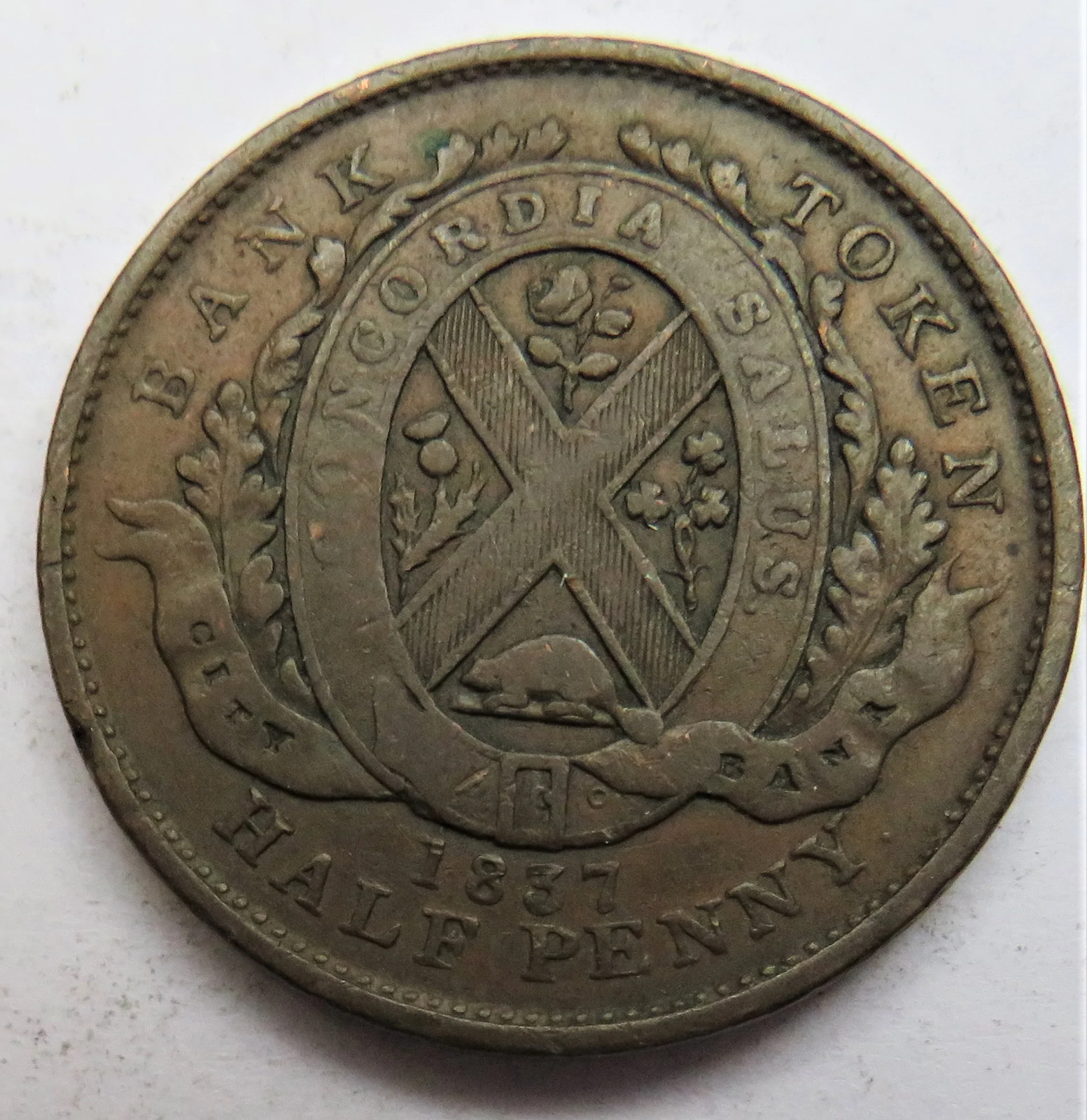 1837 Canada Halfpenny Bank Token
