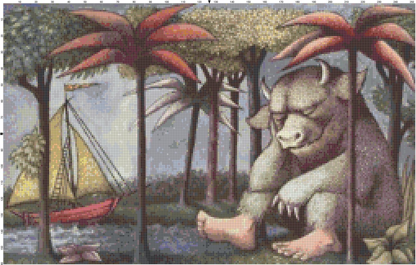 Where the Wild Things Are Children's Book Nursery Counted Cross-Stitch Pattern