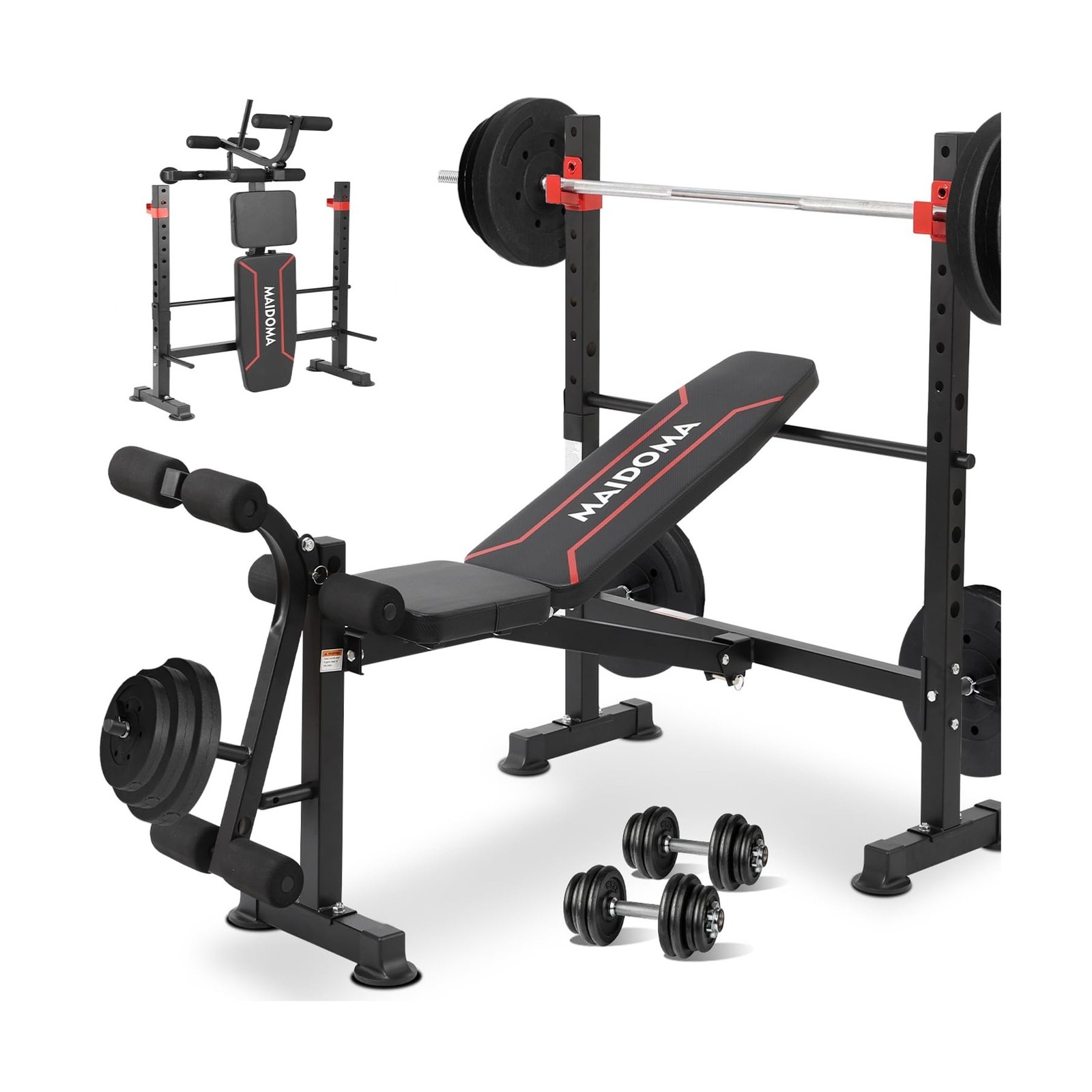 1500LB 8 IN 1 Weight Bench with Lat Pulldown and Leg Extension/Curl, Foldable...