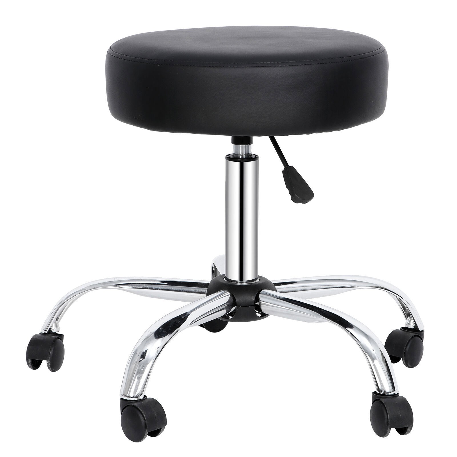 Durable Drafting Spa Bar Rolling Stool w/Wheels Black Multi-Purpose Adjustable
