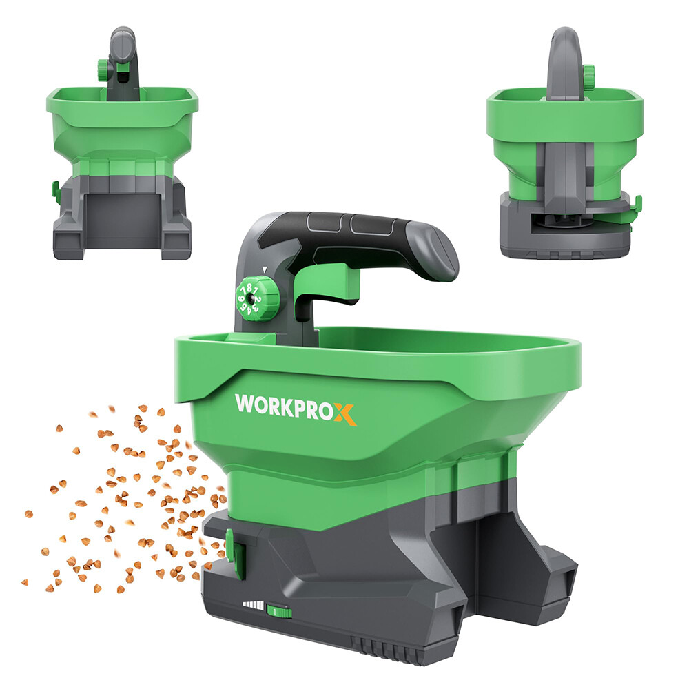 WORKPROX Battery Powered Fertilizer Spreader 7.2V Seed Spreader for Salt 8-level