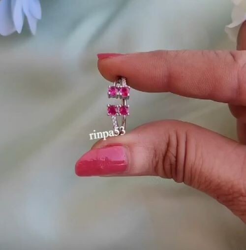 Burmese Syn Ruby & Cubic Zirconia Party Wear Women's Adjustable Toe Ring 925 SS