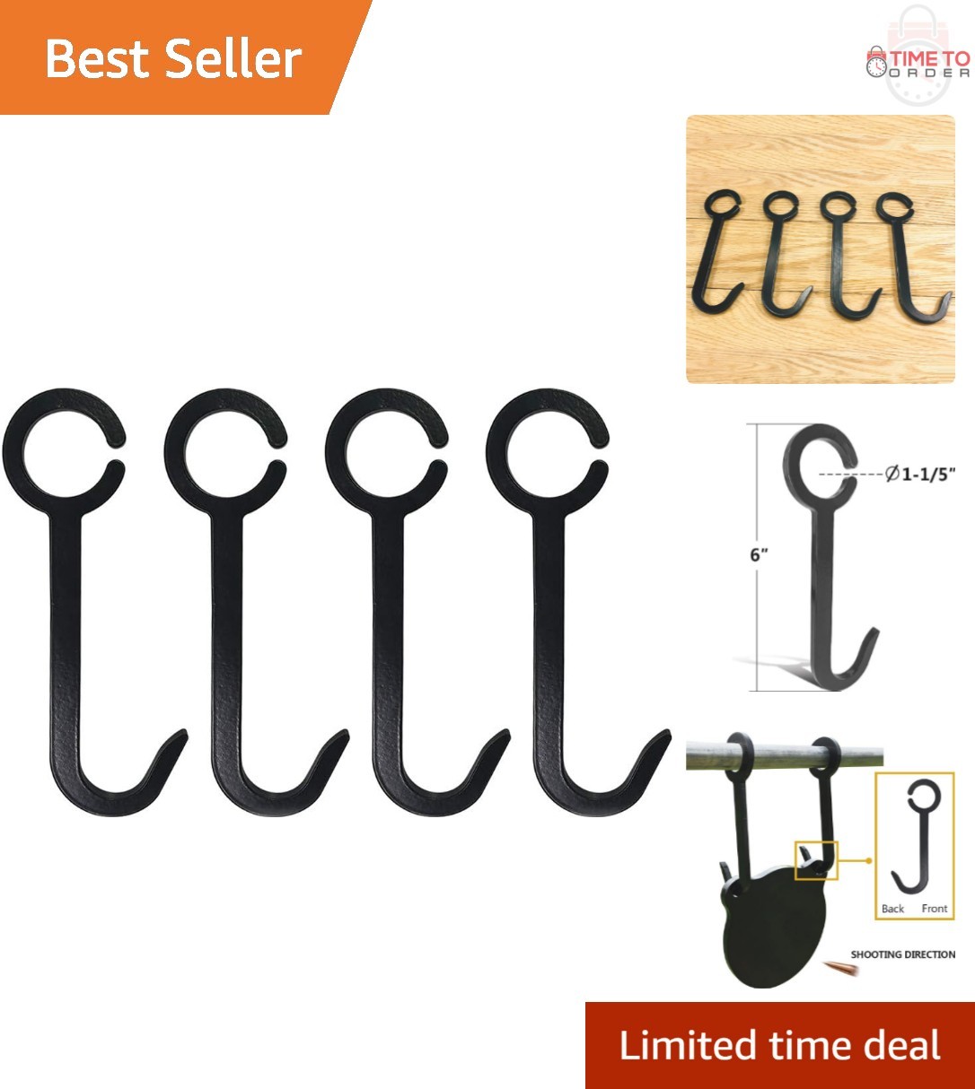 AR500 Steel Target Stand Bracket Kit 6-Inch Hooks for Shooting Targets
