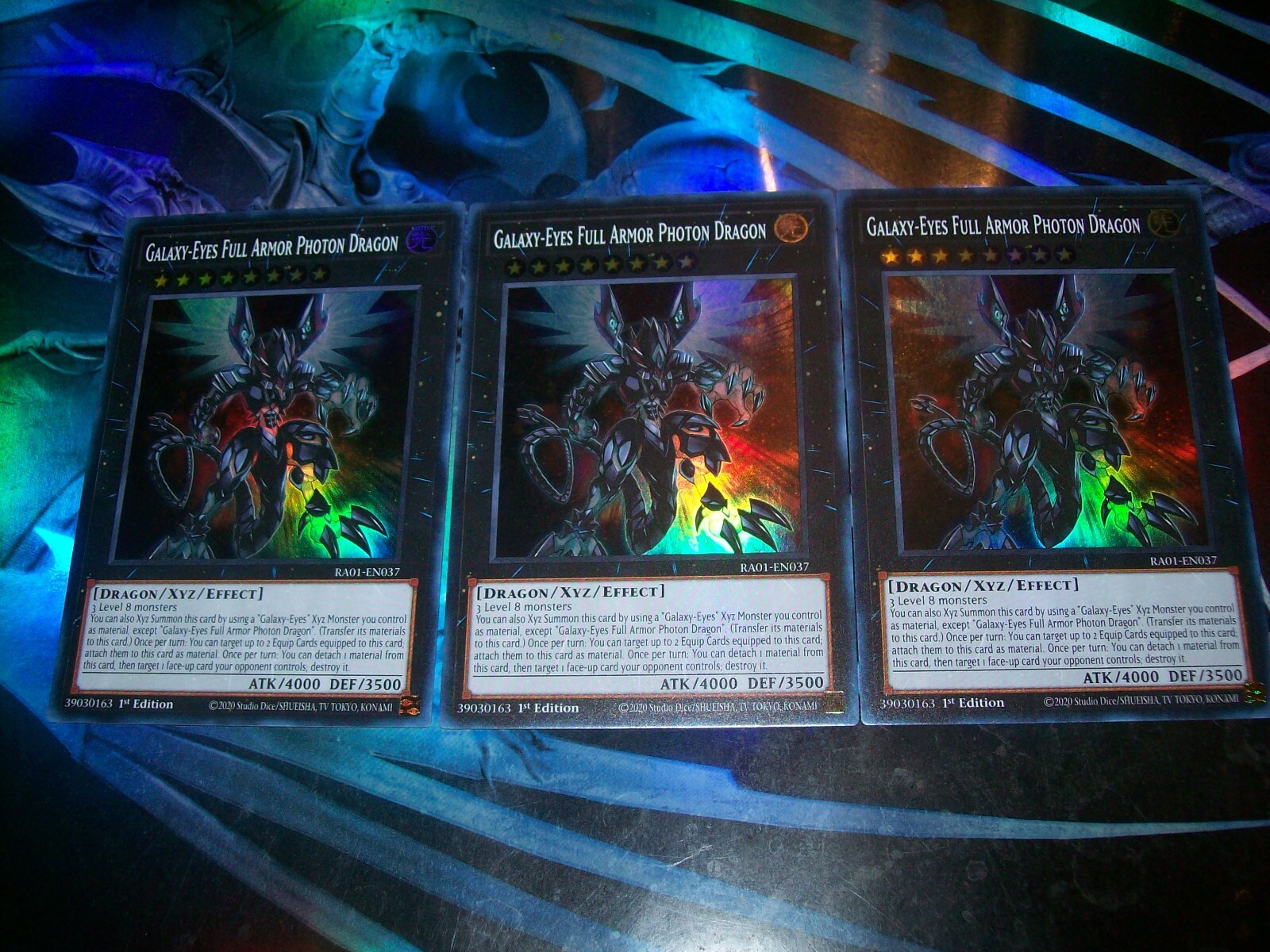 3x Galaxy-Eyes Full Armor Photon Dragon 1st Edition Super  Rare RA01-EN037