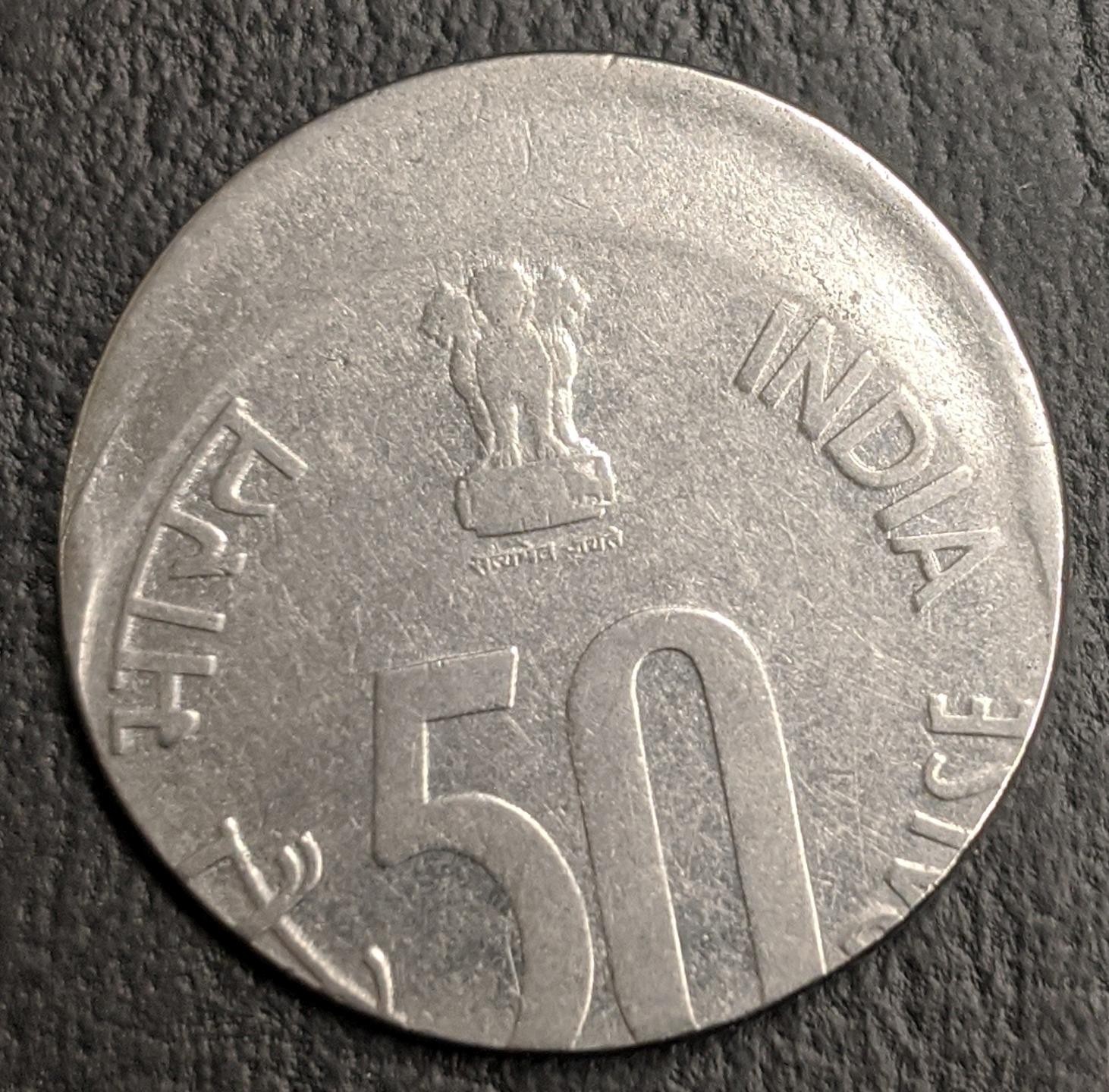 Off Strike Error Coin, Major | 2000 India 50 Paise