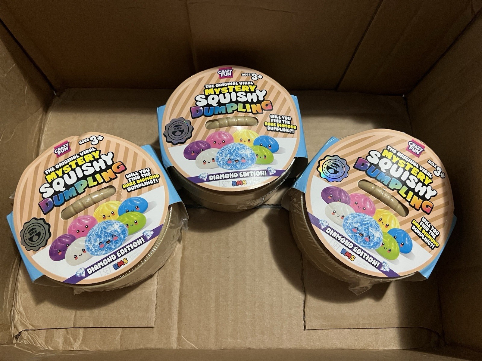 LOT OF 3 - Crazy Fun RMS Mystery Squishy Dumpling Diamond Edition SHIPS ASAP 💎