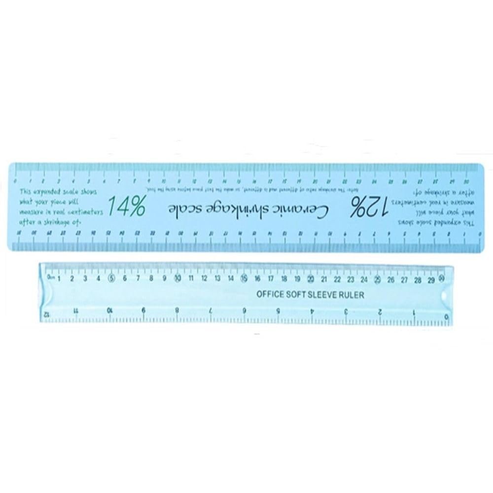 2 Pcs Ceramic Shrinkage Scale Ruler, Measuring Ruler Pottery blue