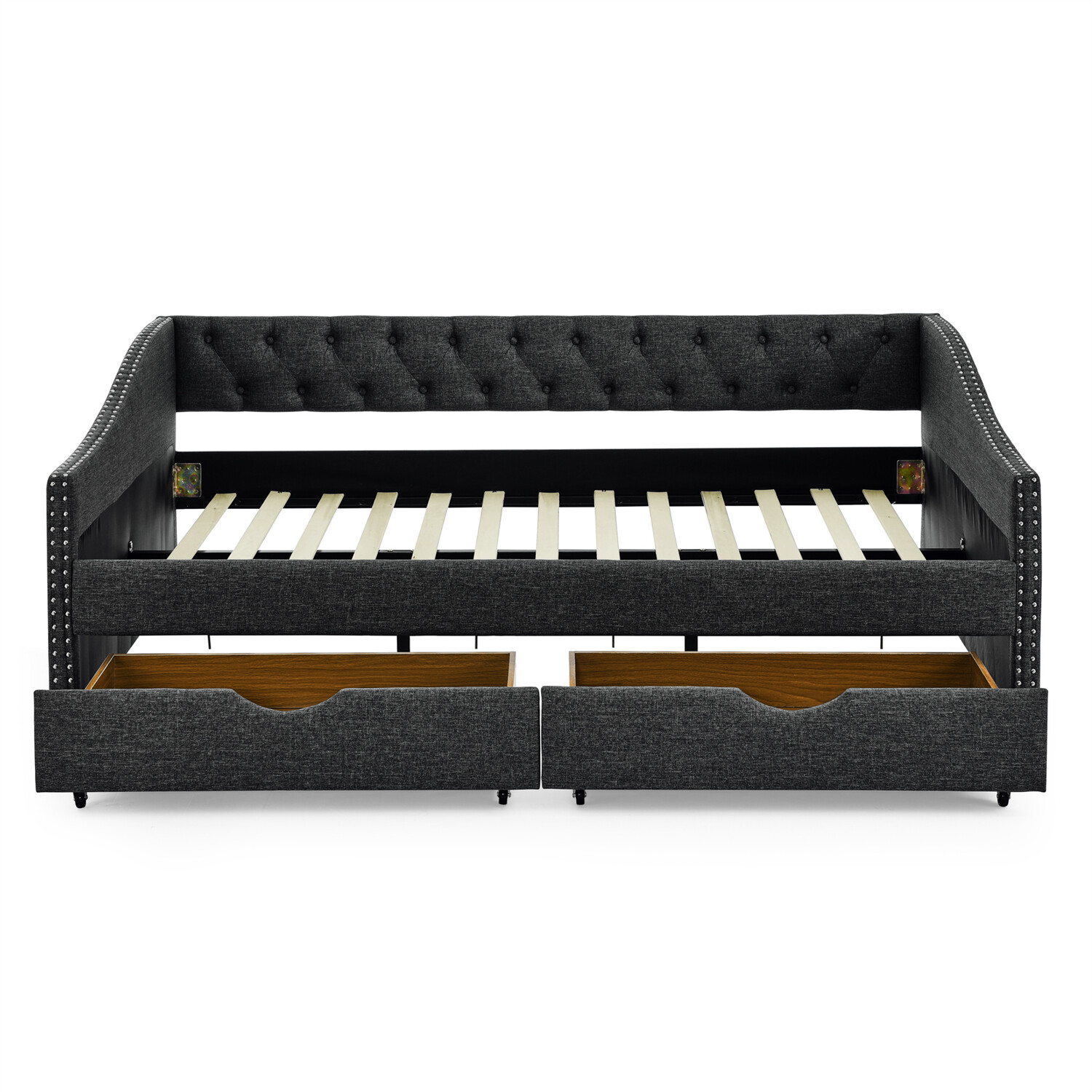 Full Size Daybed Upholstered Bed Frame Sofa Bed with 2 Storage Drawer US