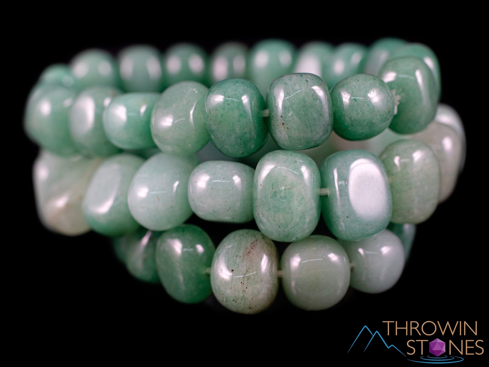 Green AVENTURINE Crystal Bracelet, Tumbled Beads, Beaded Handmade Jewelry, E2021