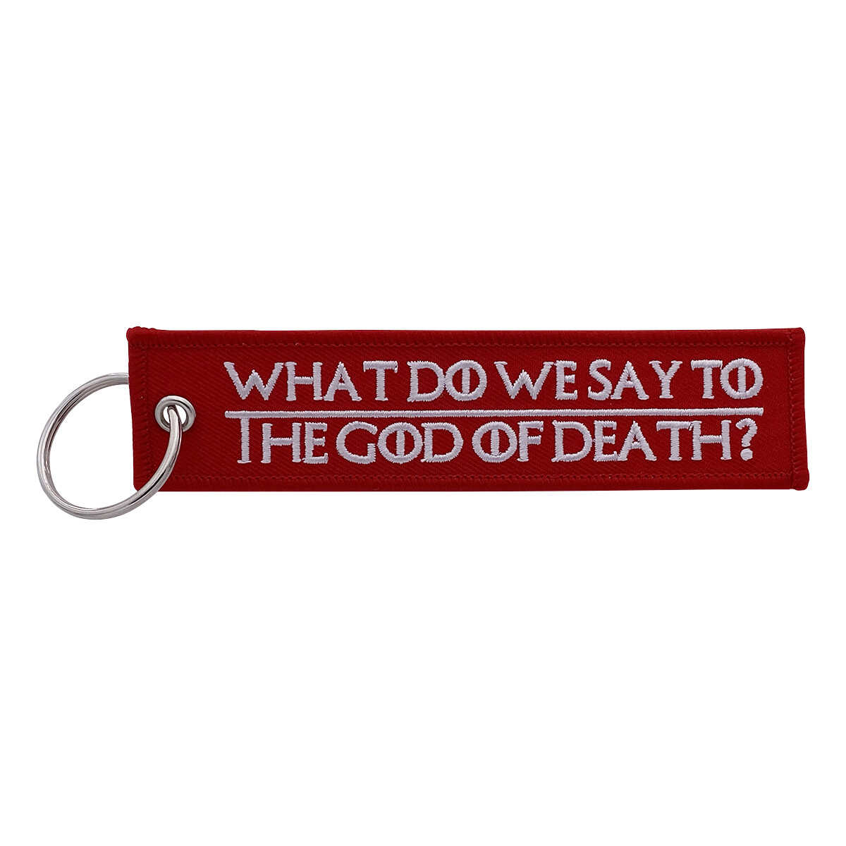 God of Death Keychain Key Tag for Motorcycles, Scooters, Cars & Gifts (RED/WHT)