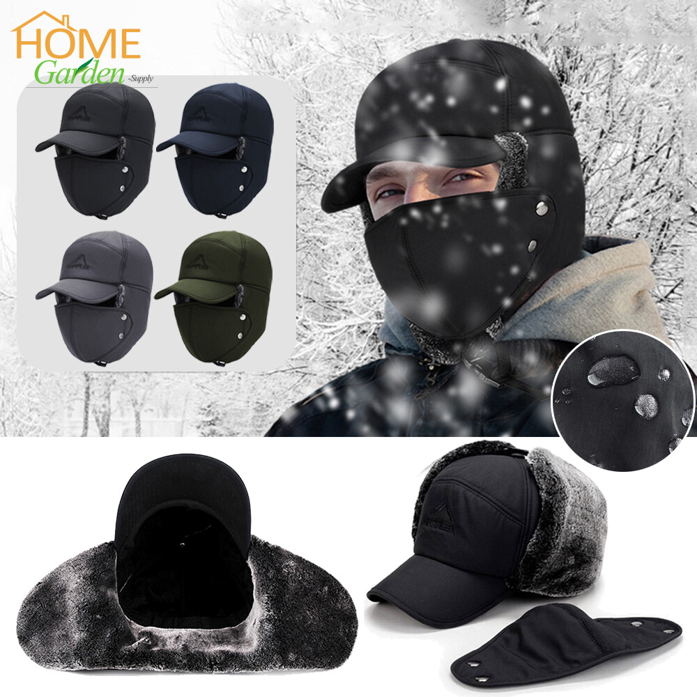 Men Winter Trapper Hat Ear Flap Face Mask Aviator Ushanka Warm Windproof Cap